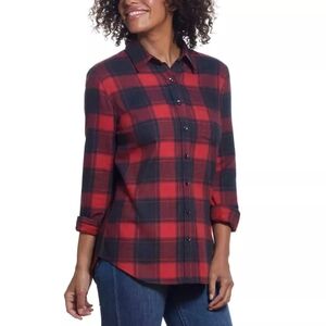 Weatherproof Vintage Plaid Button-Up Shirt - Red and Black size M
